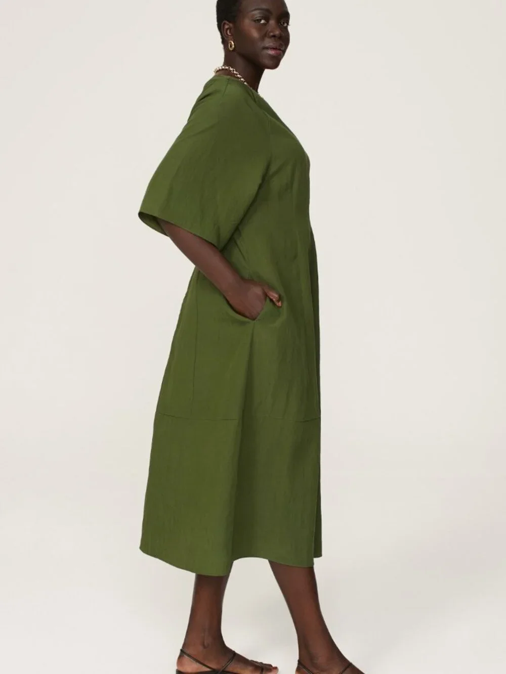 NWT Vince Flutter Sleeve Dress Herb Green sz S $425 - Picture 3 of 10